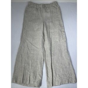New Reformation Declan Linen Wide Leg Pants Oatmeal Size XL Women's